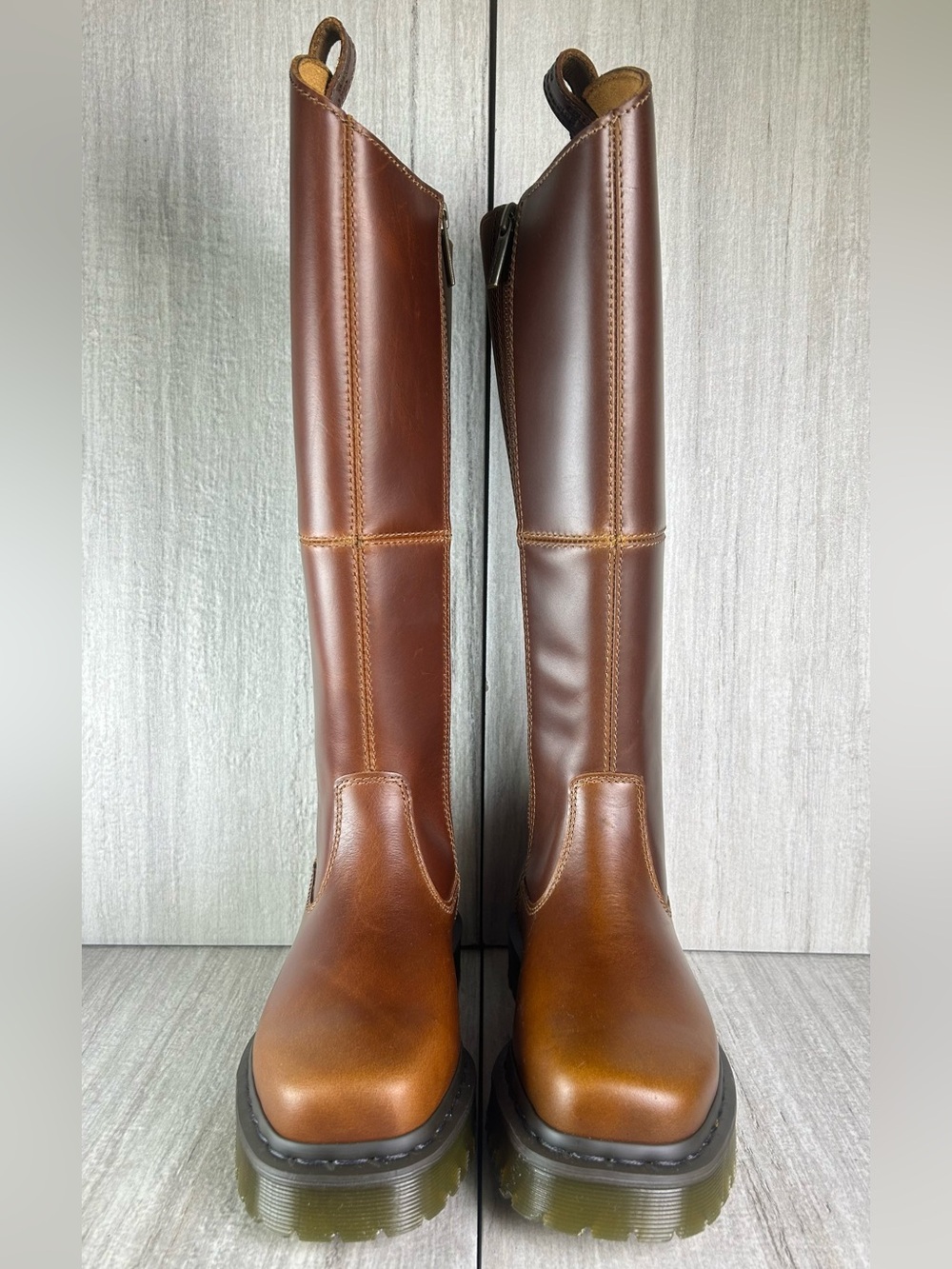NEW Dr. Martens Docs Amaayah Hi Campus Brown Leather Riding Boots Womens Size - Picture 5 of 10